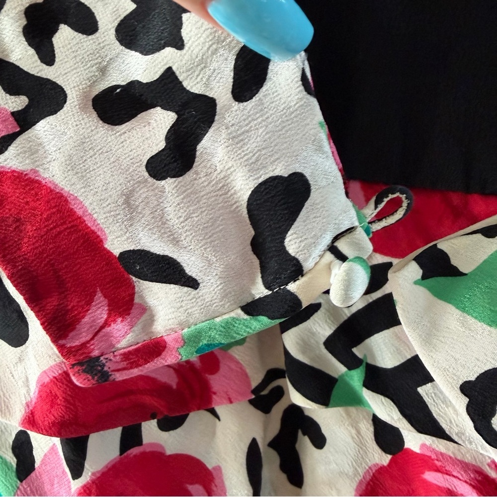 Vintage 100% Silk A.J. Bari Animal Print Floral Tiered Fit Flare Dress Sz 6 - Picture 11 of 15